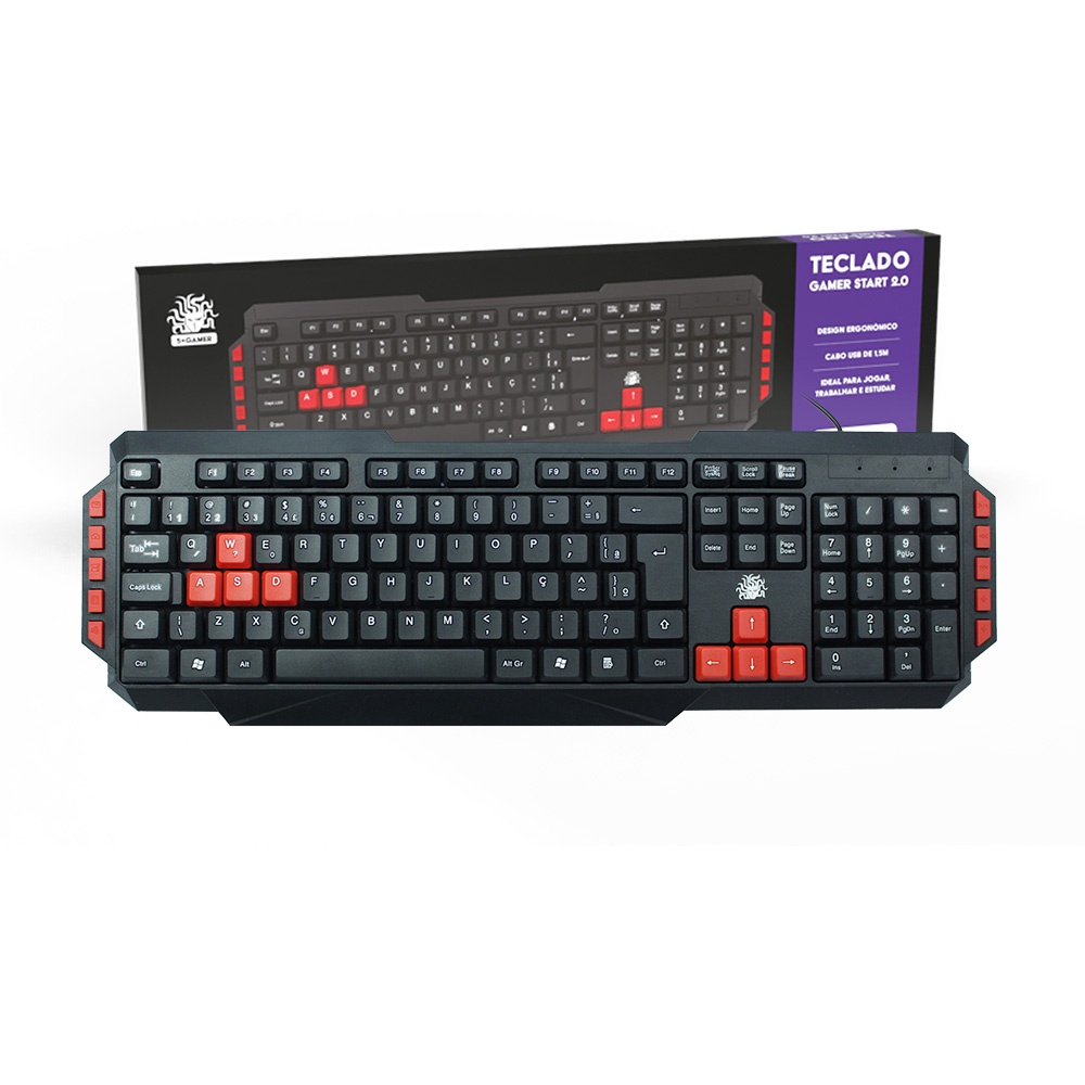 Teclado Gamer Start 2.0 Qwerty Português Cabo 1,5m 5+ Gamer