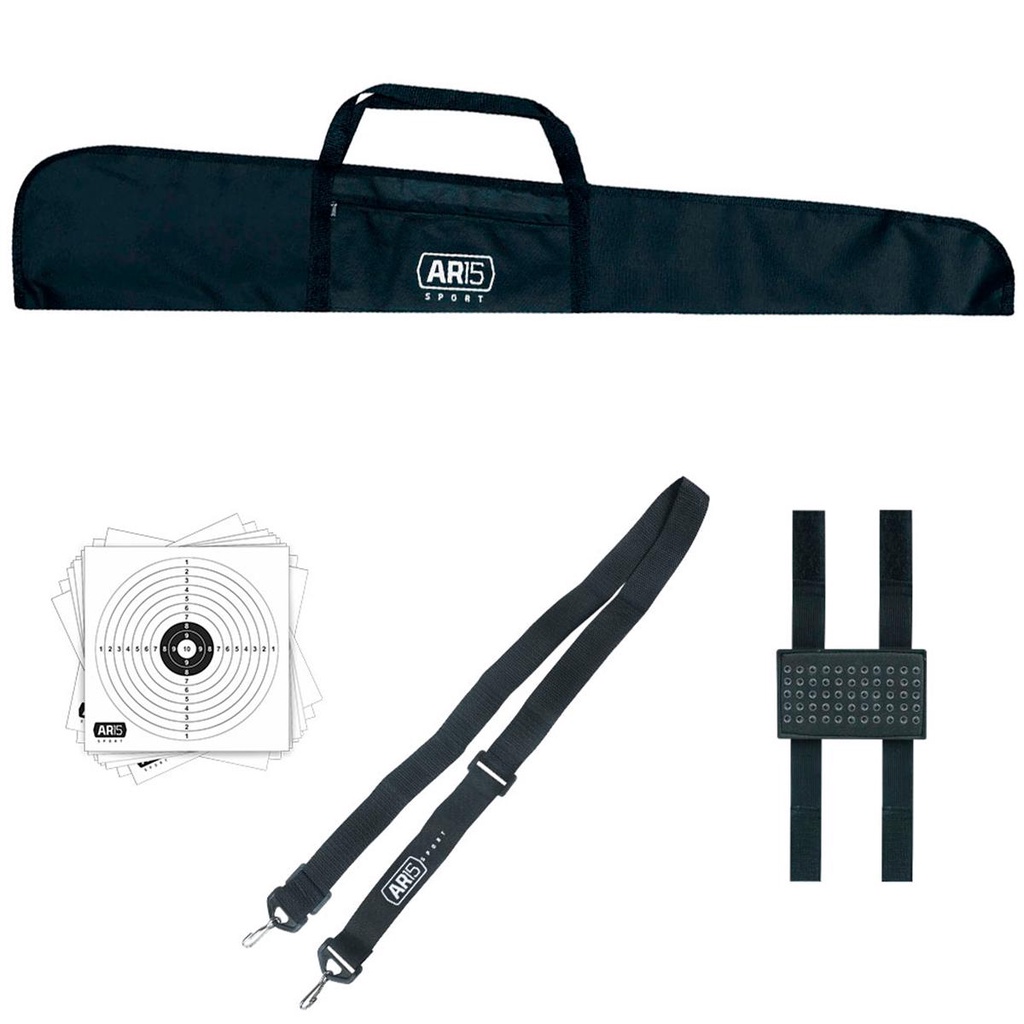 Capa de Proteger AR15 Sport Simples 120 + Bandoleira 2 Pontas AR15 Sport + Porta Chumbinhos AR15 Sport 5.5mm + Alvos de Papel 14x14 em Oferta na Shopee