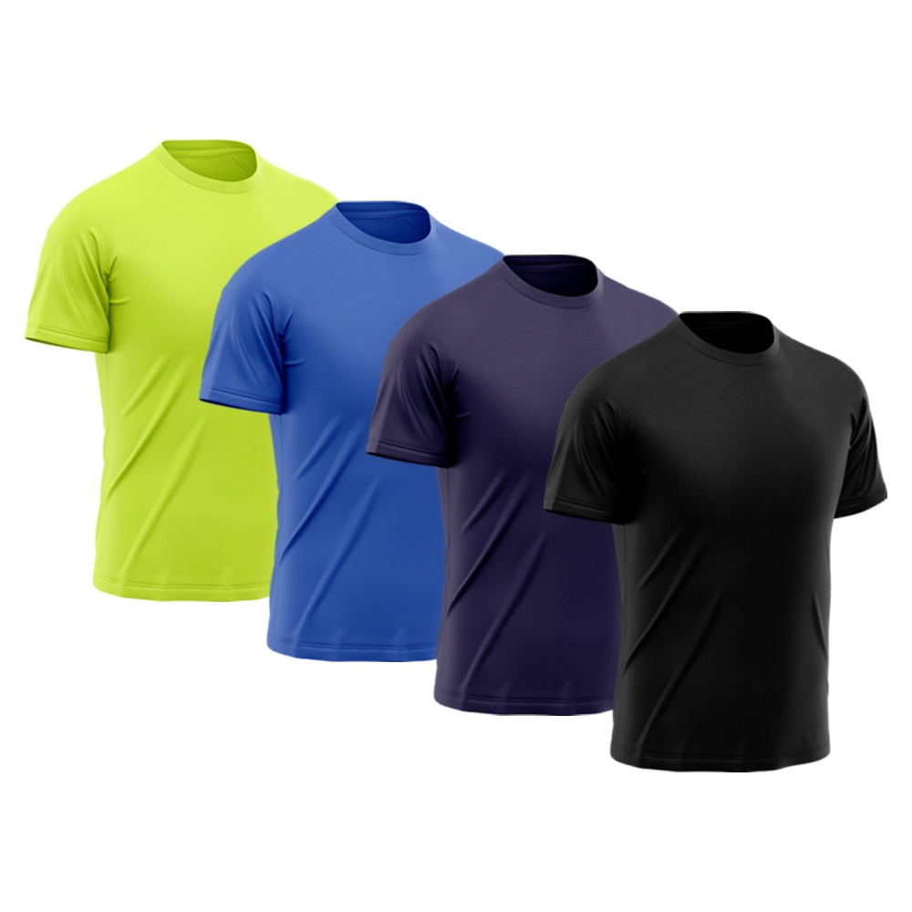Kit 4 Camisetas Masculina Manga Curta Good Look Dry Fit Proteção Solar UV Fitness Academia Treino Camisa Confortável
