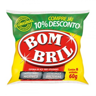 Lã de Aço Bombril com 8 Unidades Cozinha 60g