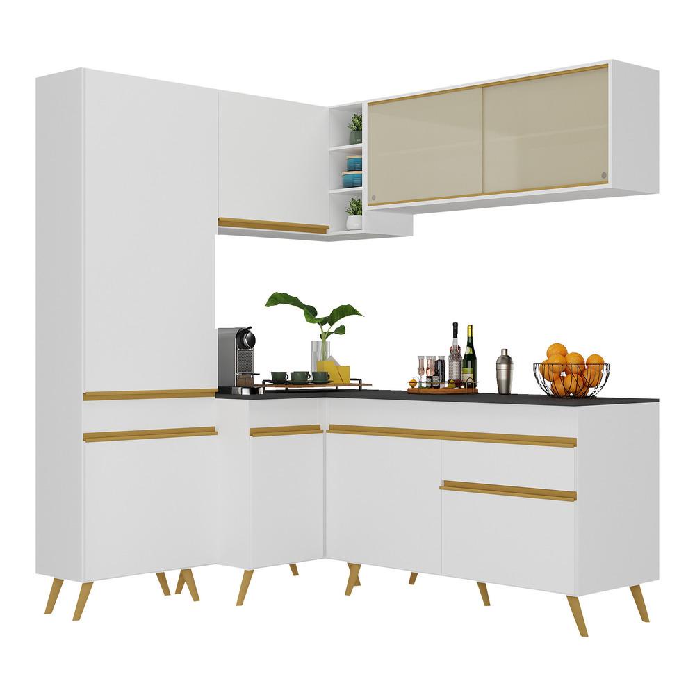 Cozinha Completa de Canto Veneza GW Multimóveis MP2054 com Armário e Balcão Branca em Oferta na Shopee