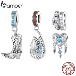 Bamoer 925 Silver Sterling Retro Bead of Western Cowboy Collection Jóias De Moda Para Presentes De Aniversário Feminino