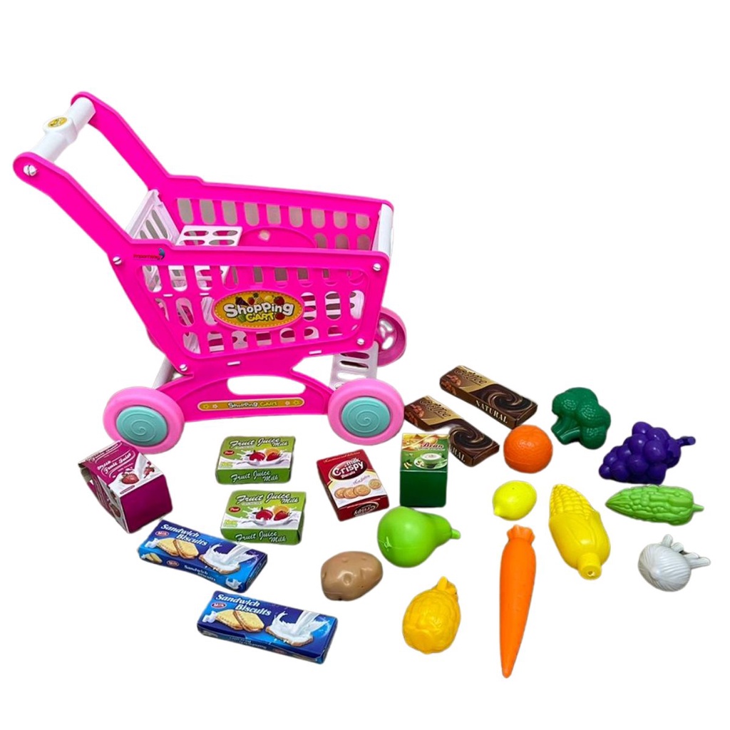 Carrinho Super Mercado Infantil Importway Rosa
