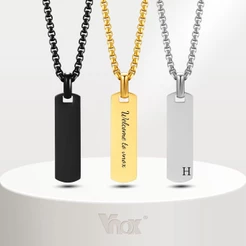 Vnox Fashion Free Colar De Barras Personalizado Para Homens , Geometria Vertical De Aço Inoxidável Pingente Ornamentos Femininos