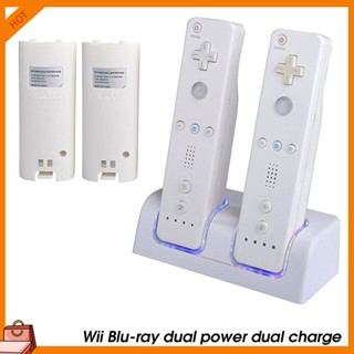 [EDR] 1 Conjunto De Dock Carregador Com 2 Capacidades Recarregáveis Fácil Instalação Estação De Carregamento Duplo Substituível Ecologicamente Correta Para Wii Gamepad