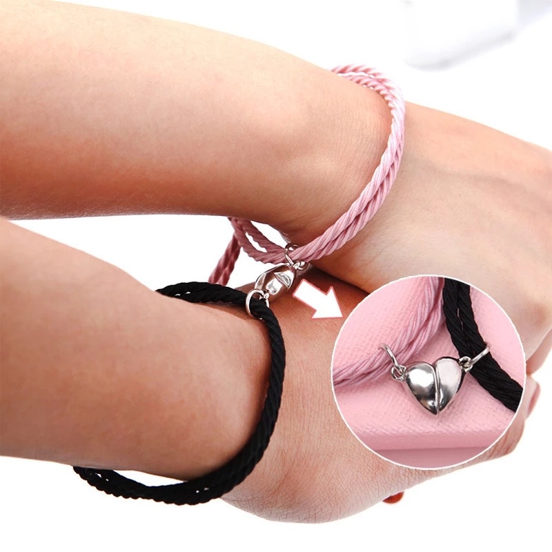 Simples atado elástico pulseira amor fivela magnética bloqueio estudante namorada mão corda namorada casal elástico nó