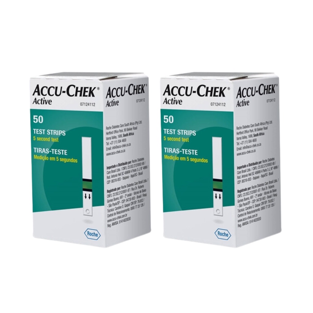 Kit C2 Accu Chek Active Teste de Glicemia C50 tiras – Roche