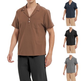 Chegam Novas De Manga Curta Medieval Vintage Blusa Masculina Decote Botão Camisa Verão Retro Para Homem Roupas De Negóci