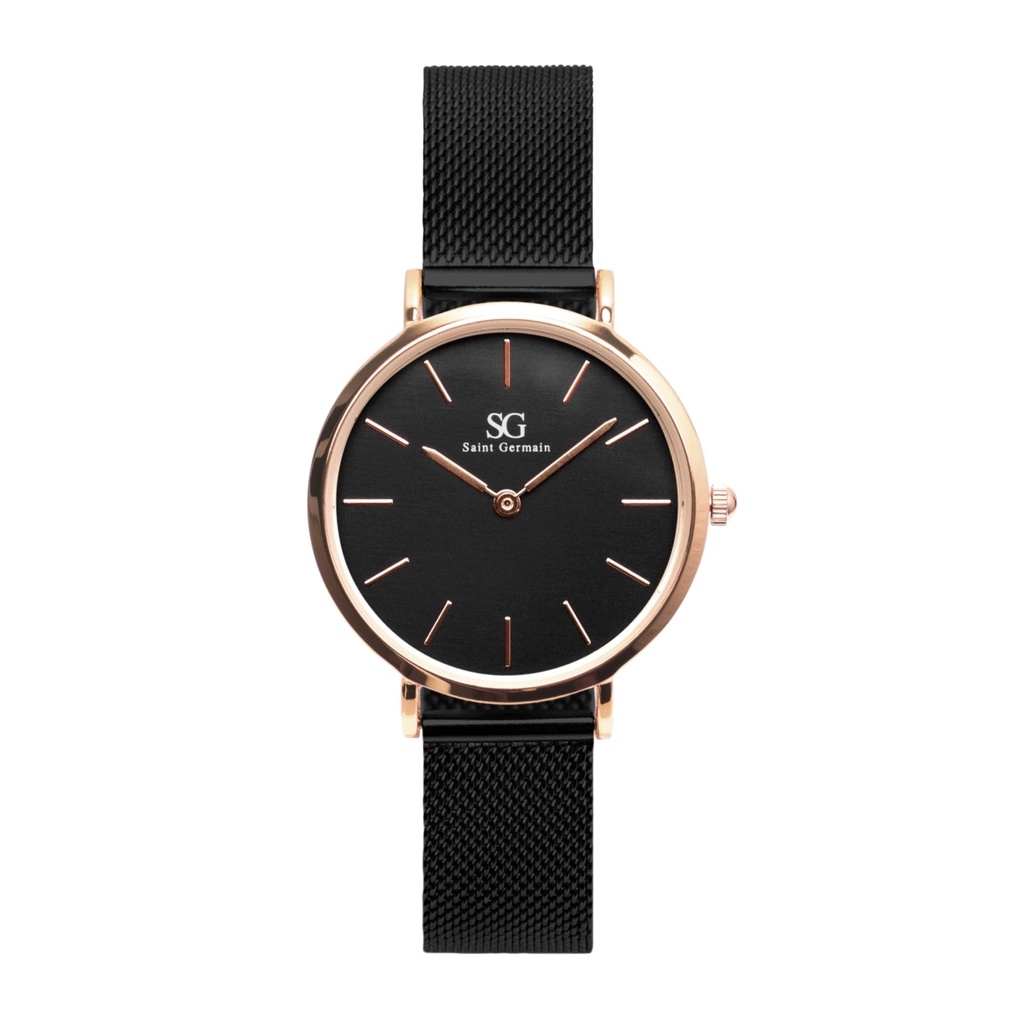 Relógio Feminino Preto Saint Germain Houston Rosé Gold 32mm