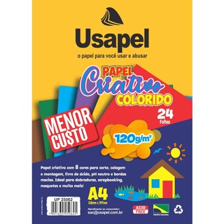 Bloco Criativo 25062 A4 120g 8Cor 24Fls-Usapel