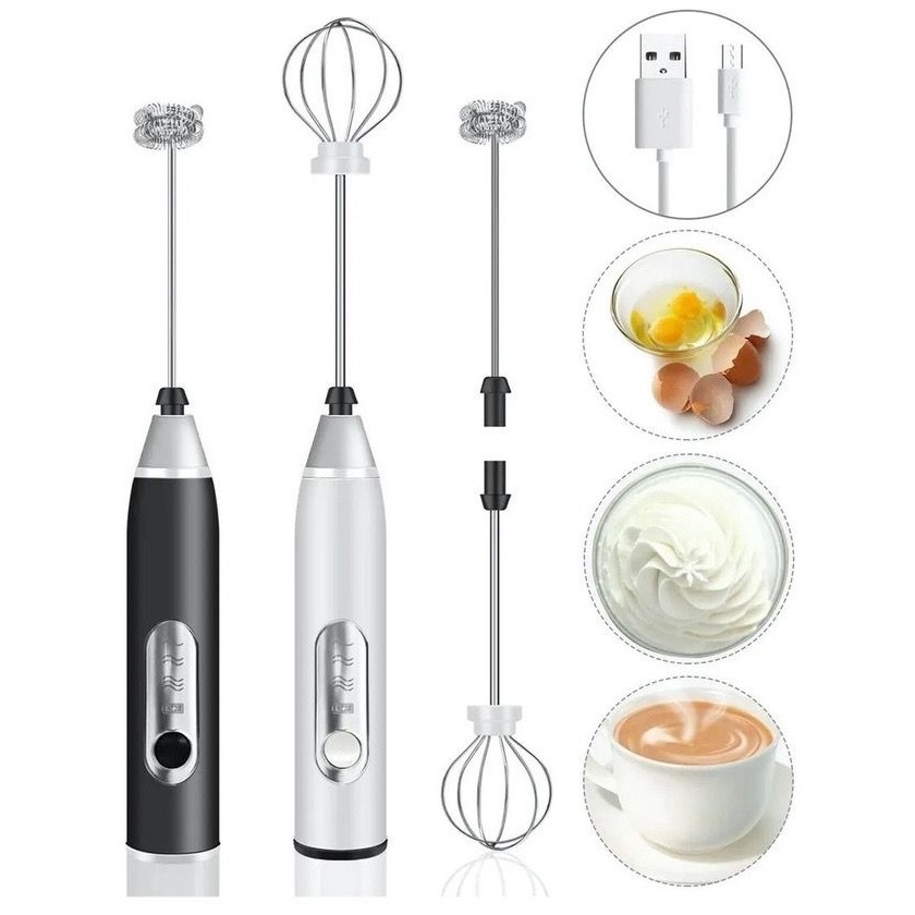 Batedor Misturador Mixer Elétrico para Bebidas Leite Café Clara de Ovos 2 EM 1