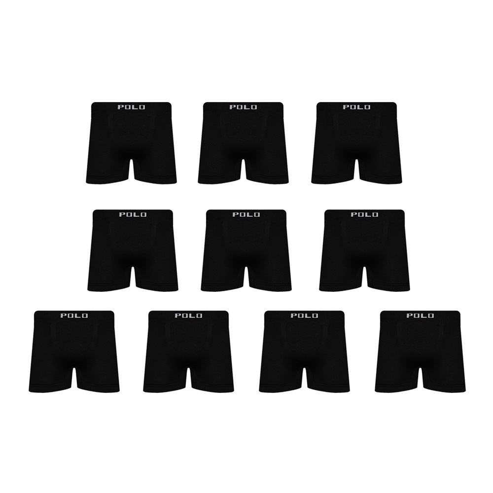 Kit 10 Cueca Polo Star Boxer Box Masculina Preta