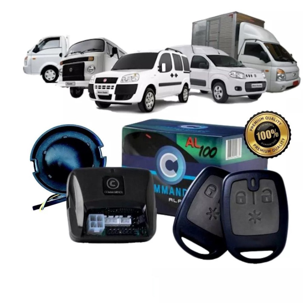 Alarme Automotivo Universal Commander AL100 Completo com 2 Controles