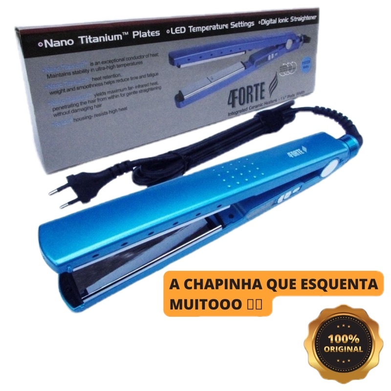 Chapinha Profissional Nano Titanium 450°f Prancha Alisadora Progressiva de Cabelo Bivolt 110V/220V
