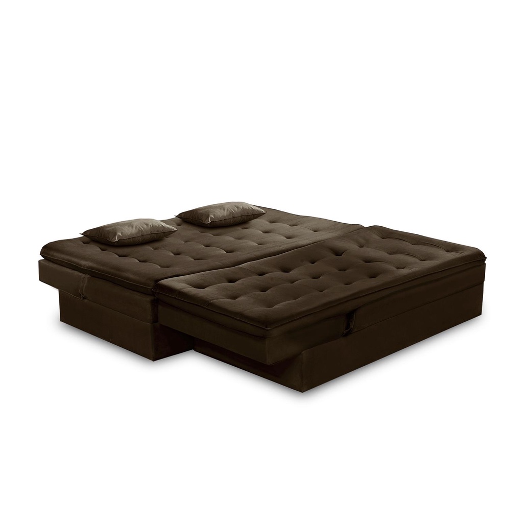 Sofá Cama King 5 Lugares 2,70m Alice Suede Marrom Adonai Estofados · foto 2