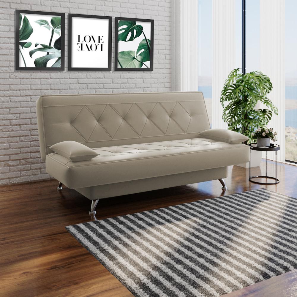 sofá cama 1,80m Íris Suede Bege Adonai Estofados