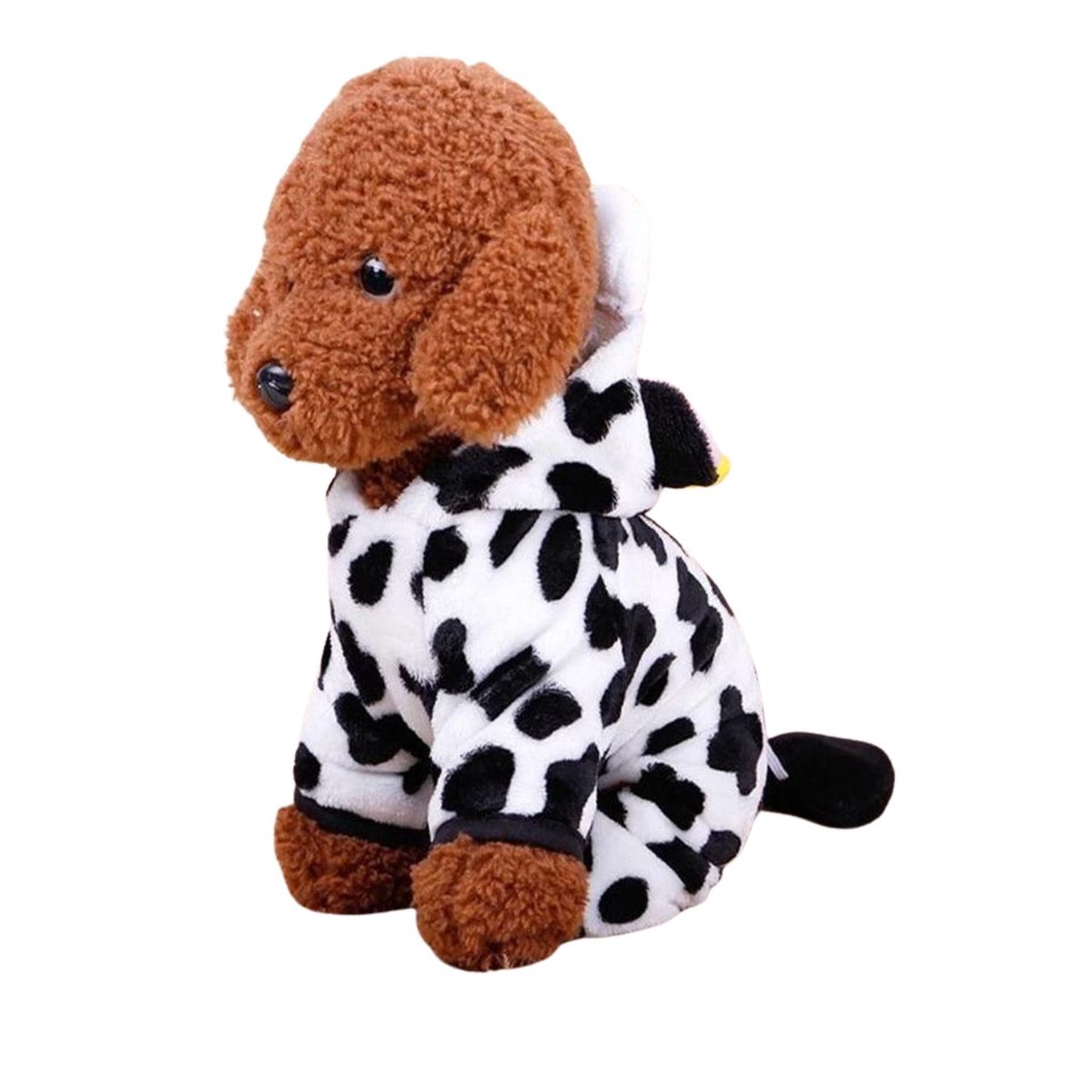 Fantasia para Cachorro Gato Roupa Pet Vaca com Capuz Divertido