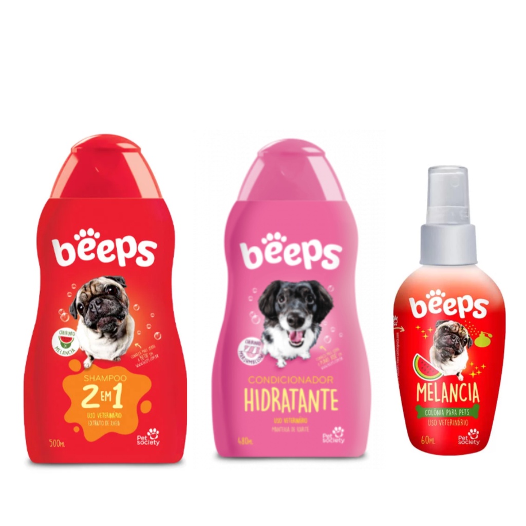 1 Shampoo Melancia 1 Condicionador 1 Colonia Melancia Beeps - Pets