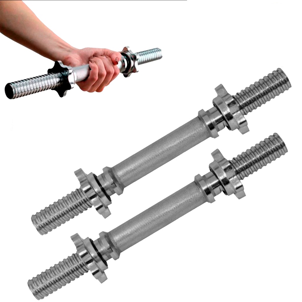 Barra Halter 40cm Maciça Cromada Com Rosca Par