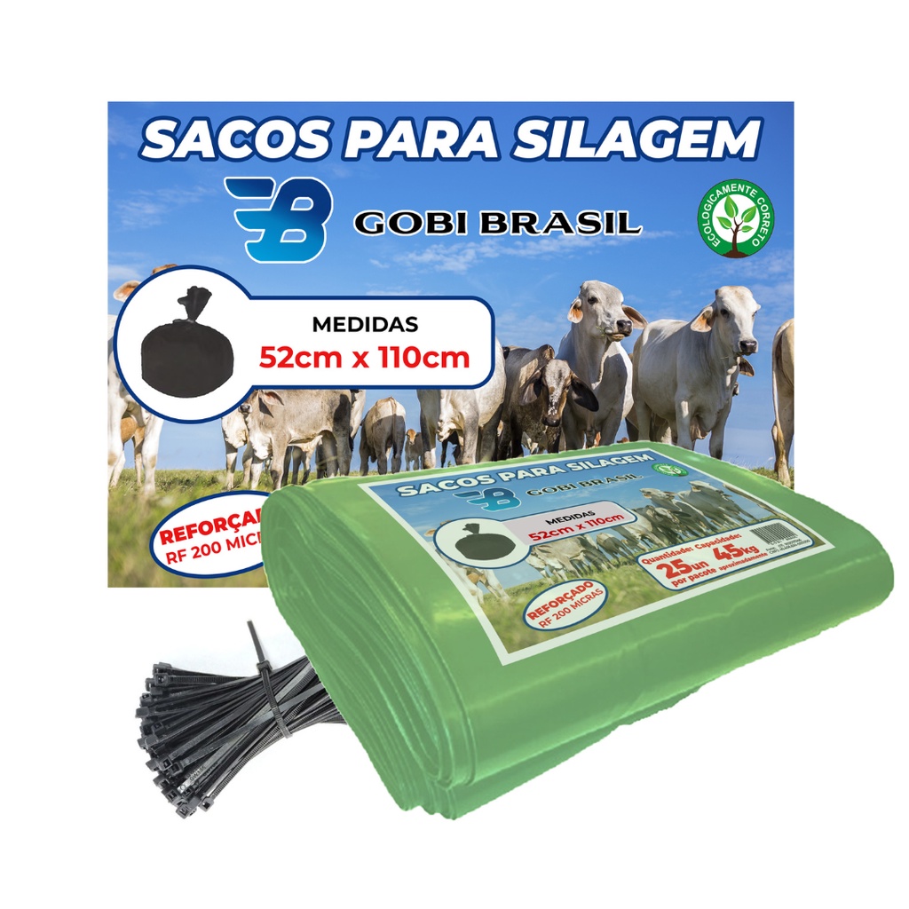 Saco Para Silagem 100 Unidades 200 micras + 100 Abraçadeiras em Oferta na Shopee