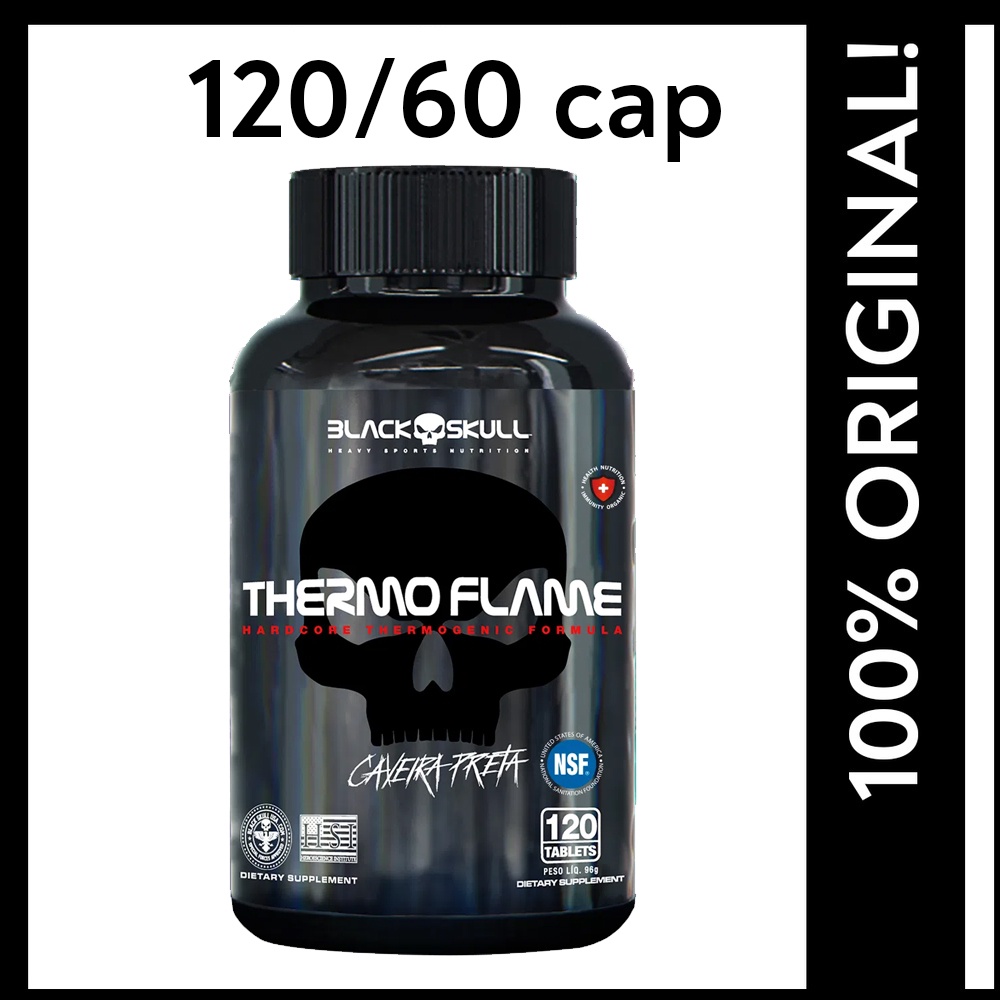 Termogenico Black Skull Thermo Flame Caveira Preta 60 ou 120