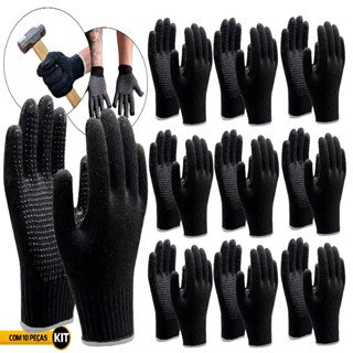 Kit 10 Luva Epi Ca Segurança Multi Tato Tricotada