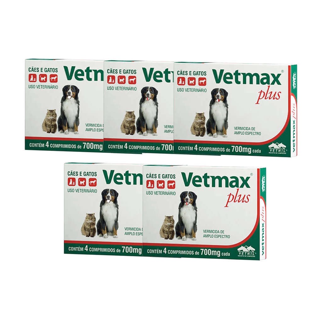 Vetmax Plus 700mg Vetnil 4 comp. Cães e Gatos kit com 20 em Oferta na Shopee