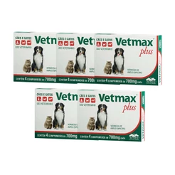 Vetmax Plus 700mg Vetnil 4 comp. Cães e Gatos kit com 20