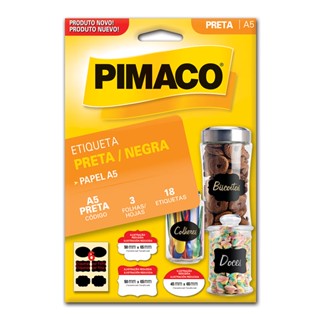 Etiqueta adesiva p/codificação sortidas preta com 3 folhas Pimaco