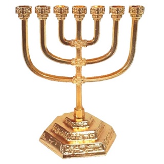 castiçal candelabro menorah 7 velas dourado de mesa 10cm em Oferta na Shopee