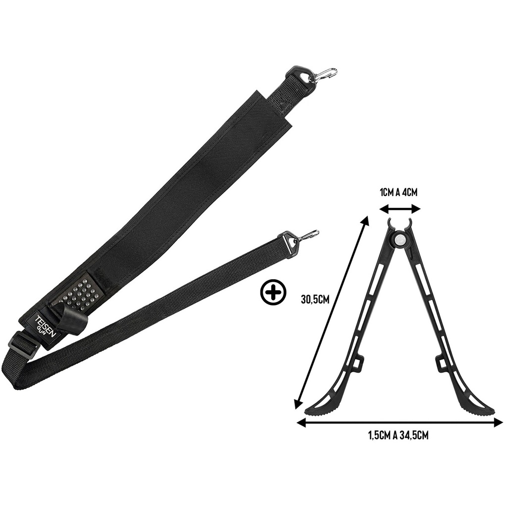 Bandoleira 2 Pontas Regulável Confort C/ Porta Carregador 5.5mm e Bipé Fixação Cano Apoio Universal