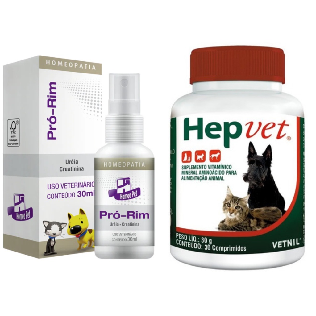 01 PRO-RIM 30ML + 01 HEPVET C/30 COMPRIMIDOS - Pets