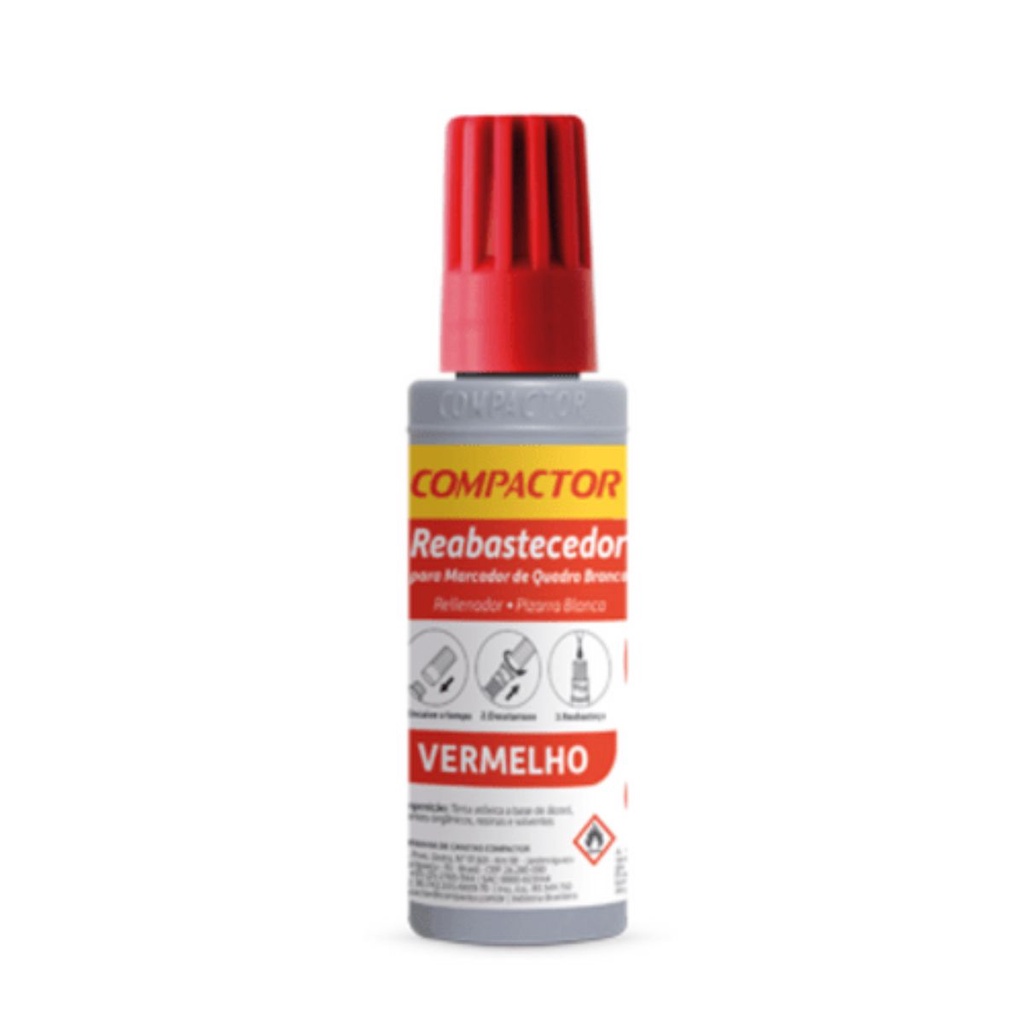 Reabastecedor  Refil Para Quadro Branco Compactor  30mL - VERMELHO em Oferta na Shopee