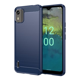 Para Nokia C12 Pro Plus Caixa Protetora De Telefone De Fibra De Carbono De Absorção De Choque Slim Soft TPU