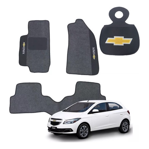 Kit Tapete Para Onix 2016 A 2020 Sem Extintor 3 Pç + Lixeira