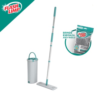 Mop Lava E Seca Fit Balde Esfregao Para Limpeza + Esponja Poliester Flash Limp em Oferta na Shopee