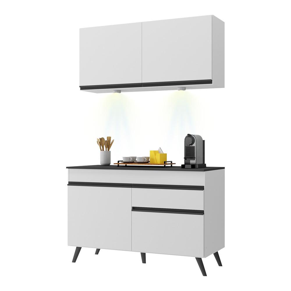 Armário de Cozinha Compacta 2 peças com Leds MP2012.964 Veneza Up Multimóveis Branco em Oferta na Shopee