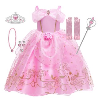 Crianças Cosplay Aurora Princesa Disney Vestido Desenho Animado Bela Adormecida Meninas Fantasia Festa de Aniversário
