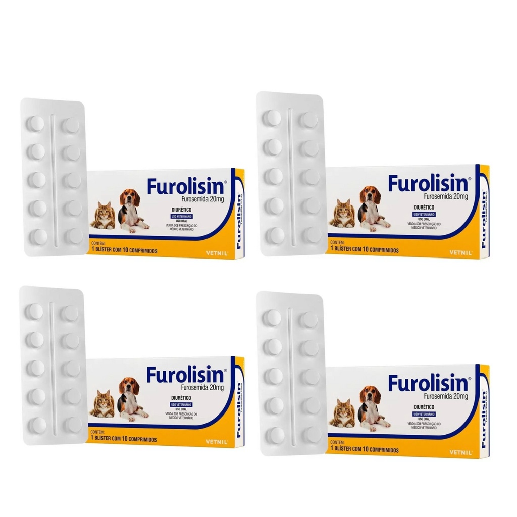 04 Furolisin Comprimido 20 mg 10 Comp Diurético Vetnil em Oferta na Shopee