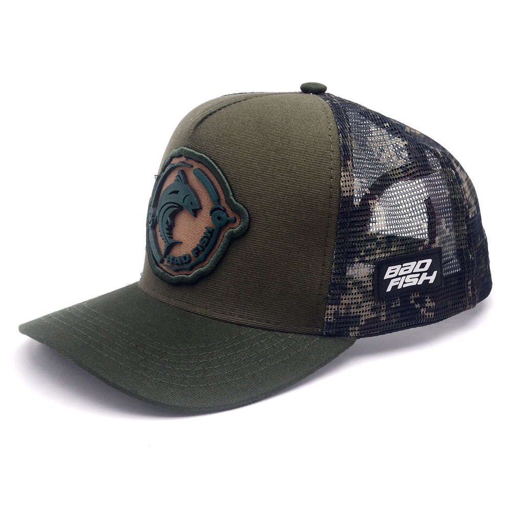 Boné Masculino Esporte Pesca Aba Curva Bad Fish Verde Oliva