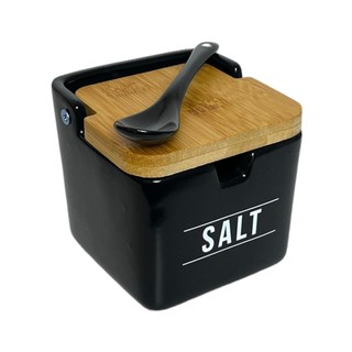 Saleiro Manhattan Em Porcelana Mesa Tampa Bambu Com Colher em Oferta na Shopee