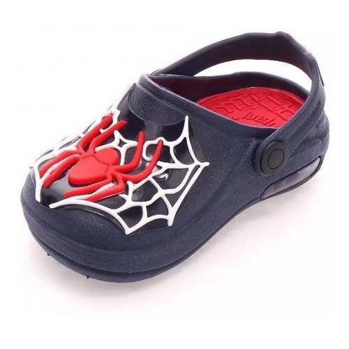 Babuche Luelua Luz Carros Preto Aranha Azul Led nº 19 Ao 26