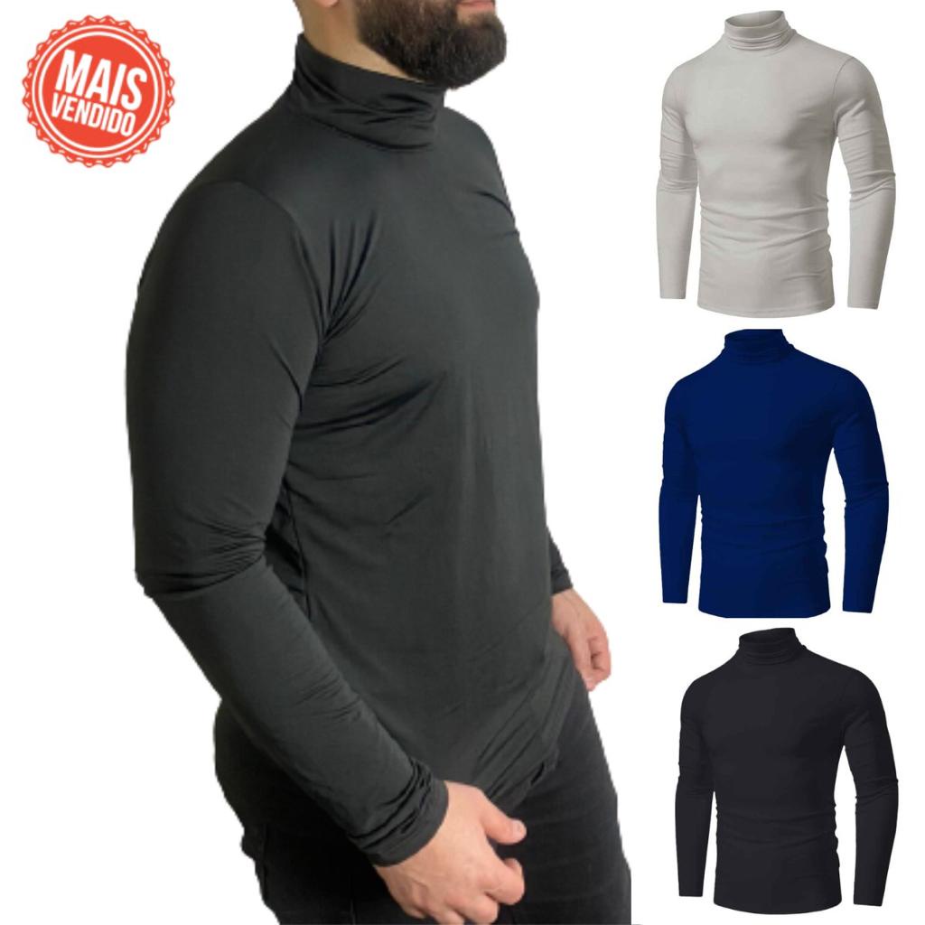 Camisa Manga Longa Gola Alta Masculina e Feminina Proteção Uv Camiseta Térmica