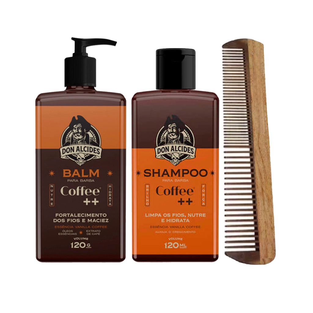 Kit Balm E Shampoo Para Barba Coffee + Pente Don Alcides