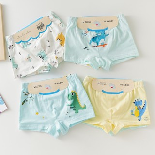 Cuecas De Boxer Infantil De 4 Peças De Algodão Puro Dinossauro Bebê