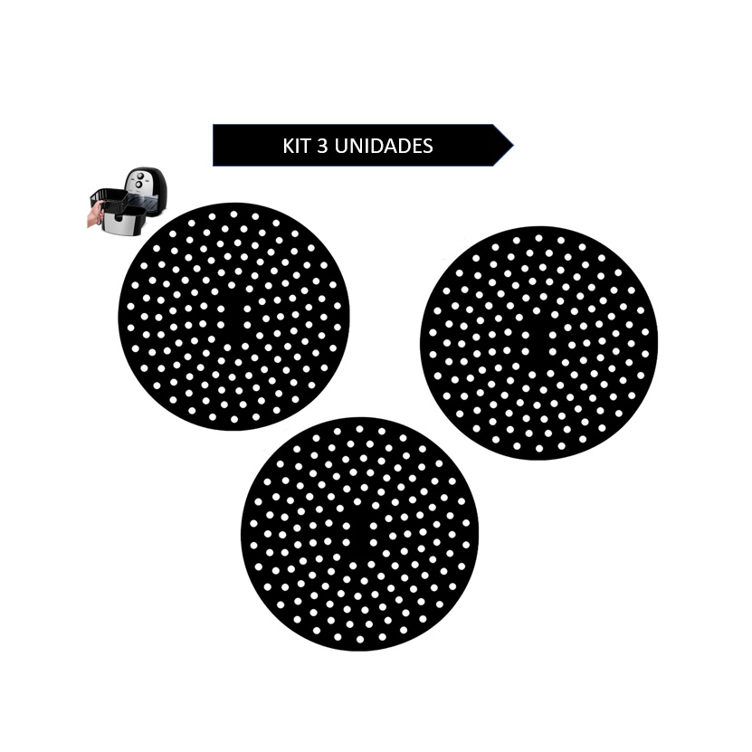 Kit 3 Tapete Redondo Silicone airfryer Universal Fritadeira em Oferta na Shopee