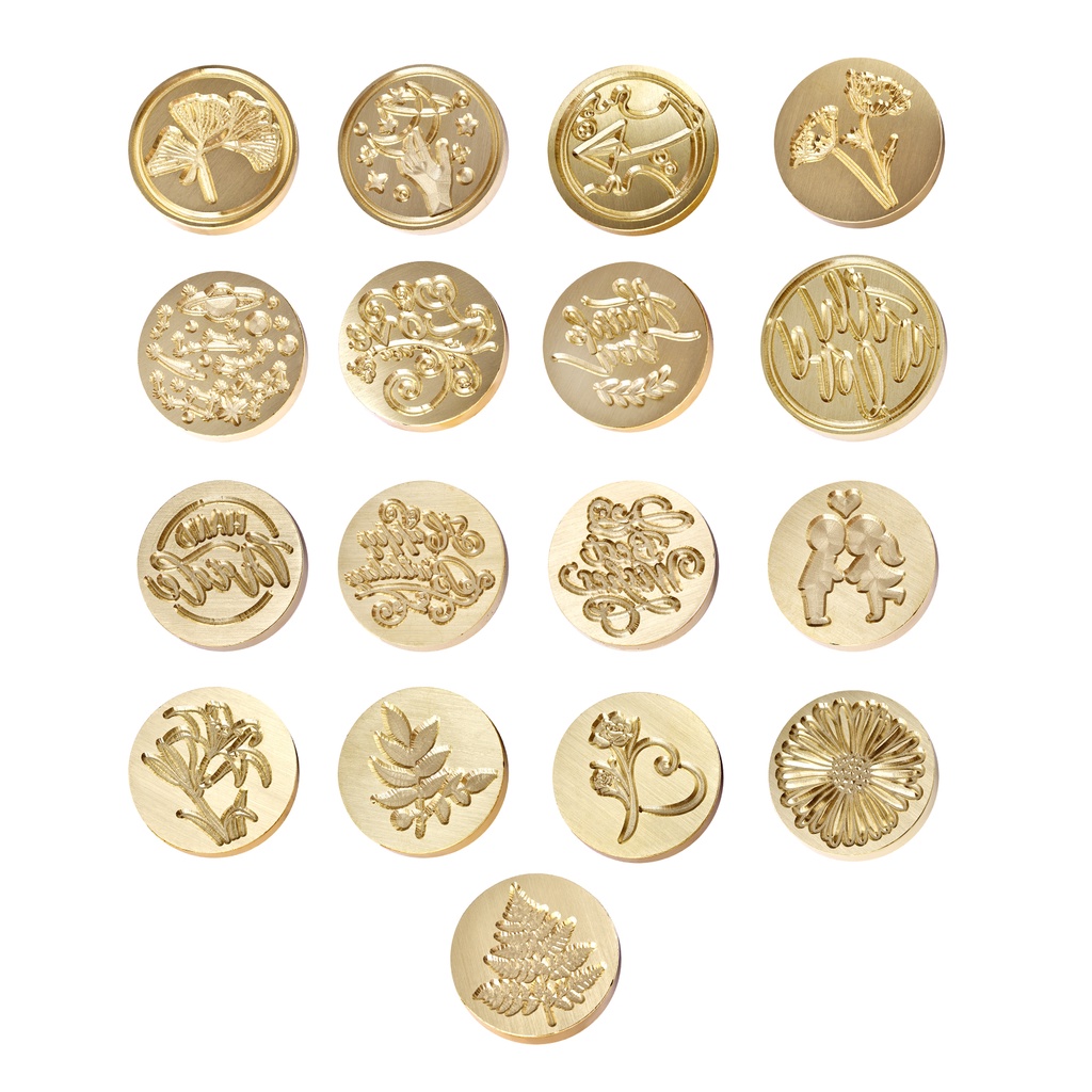 Cabeça de cobre selo cera selo selo cabeça flor fogo pintura alça de madeira conjunto para o convite de casamento assinatura selo de presente em Oferta na Shopee