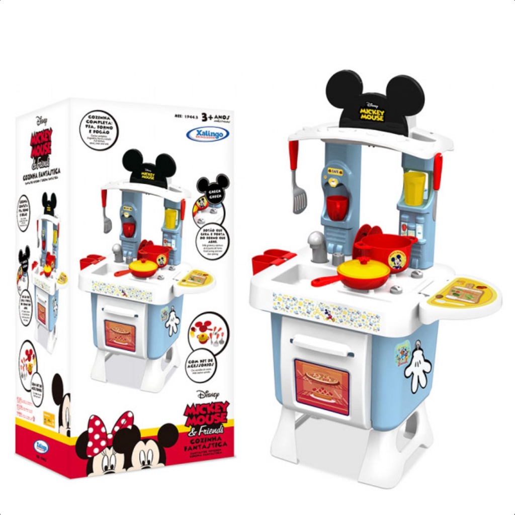 Cozinha Infantil Fantástica Mickey e Minnie Disney Xalingo - 1944.3 em Oferta na Shopee