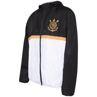 Jaqueta Corta Vento Corinthians Patch Dourado Masculina