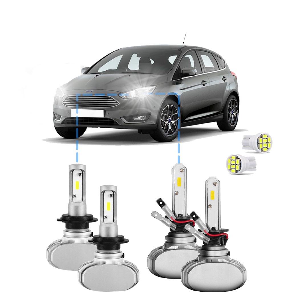 Kit Ultra Led Alto/Baixo Ford Focus 09/19 12000 Lúmens 6500k em Oferta na Shopee